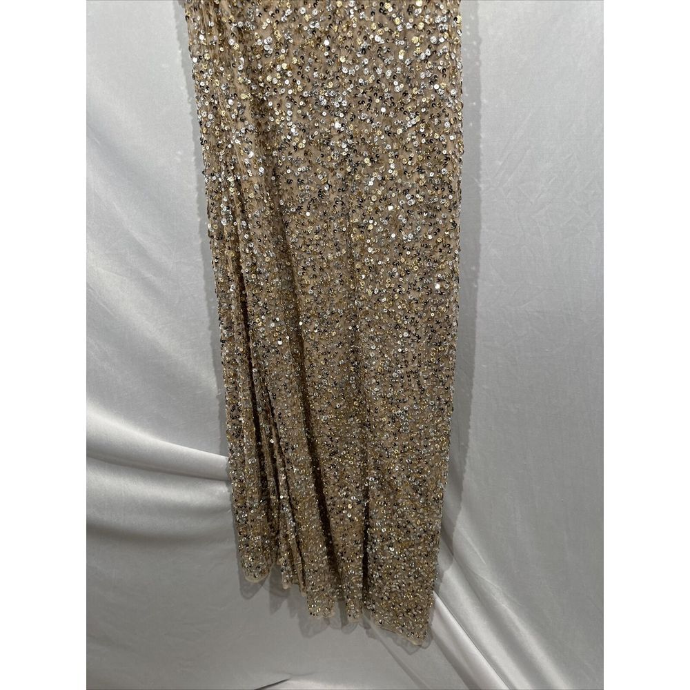 NEW $338 Mac‎ Duggal [ 0 ] Sequin One Shoulder Gown 10729  Nude Gold #S1145 - Picture 15 of 15